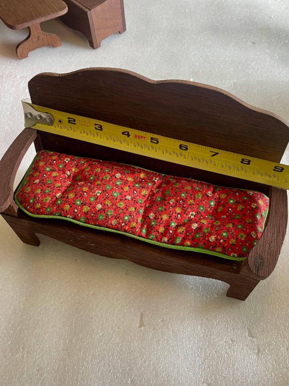 Vintage Wood Doll Furniture Set 9 Pc w Cushions Primitive Style - Picture 8 of 12